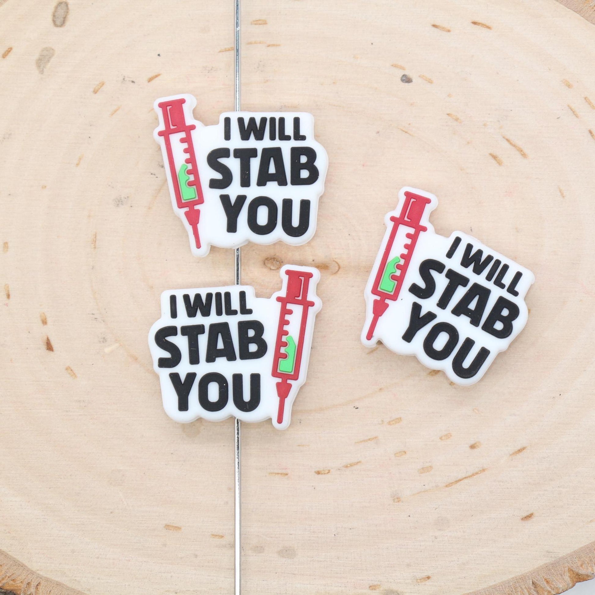 I Will Stab You Silicone Beads, Nurse Focal Beads, Silicone Loose Beads, Beadable Pen Beads #624