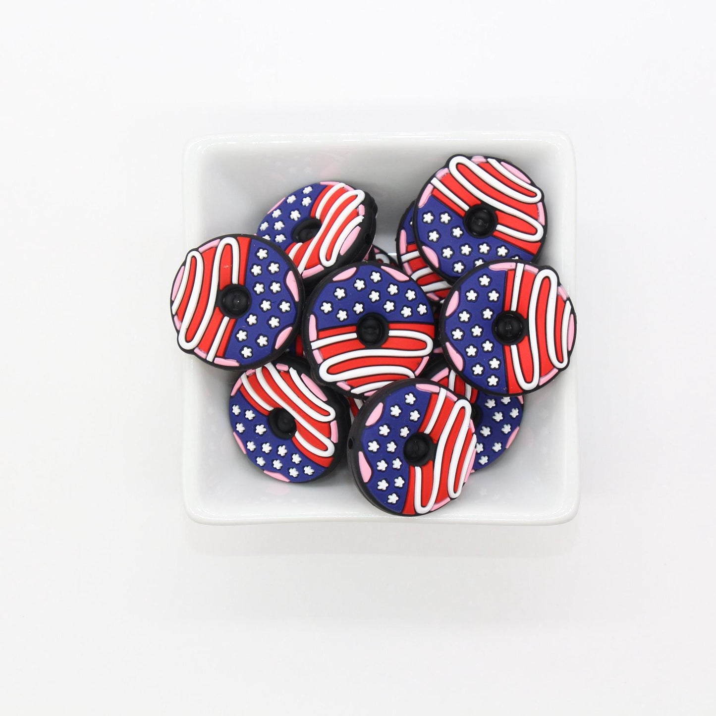 Patriotic Focal Beads, America Flag Beads, Donut, Cowboy Boot, Heart, Hand Silicone Beads, Independence Focal Beads, Beads for Pens