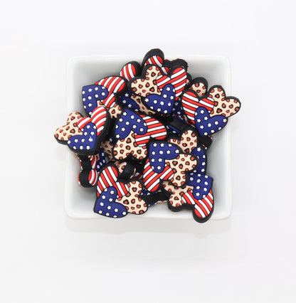 Patriotic Focal Beads, America Flag Beads, Donut, Cowboy Boot, Heart, Hand Silicone Beads, Independence Focal Beads, Beads for Pens