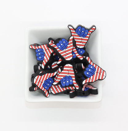 Patriotic Focal Beads, America Flag Beads, Donut, Cowboy Boot, Heart, Hand Silicone Beads, Independence Focal Beads, Beads for Pens