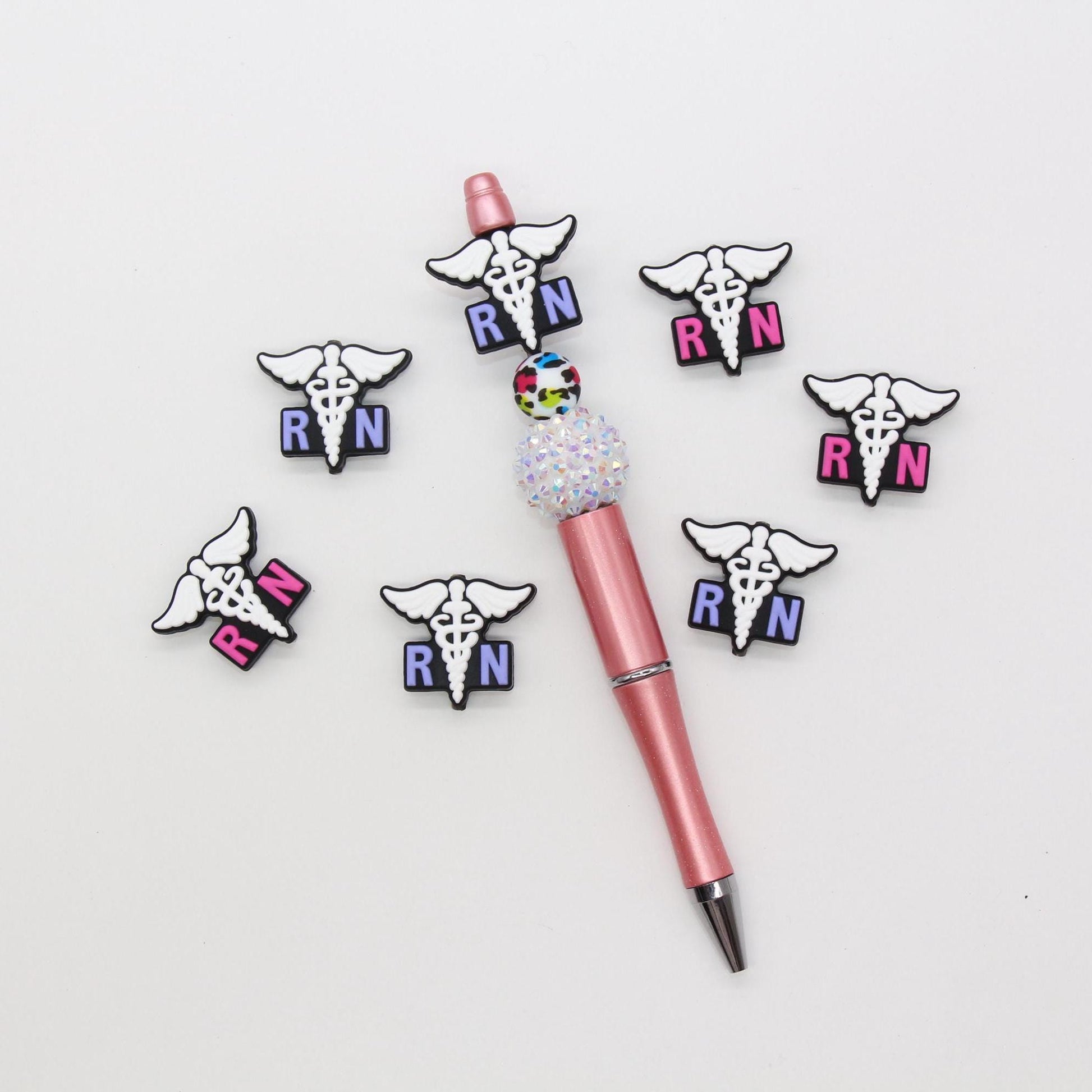 RN Nurse Focal Beads, Registered Nurse Beads, Healthcare Focal Beads, Silicone Beads, Beads for Pens #639