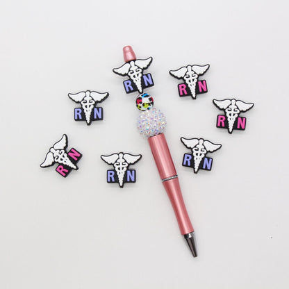 RN Nurse Focal Beads, Registered Nurse Beads, Healthcare Focal Beads, Silicone Beads, Beads for Pens #639