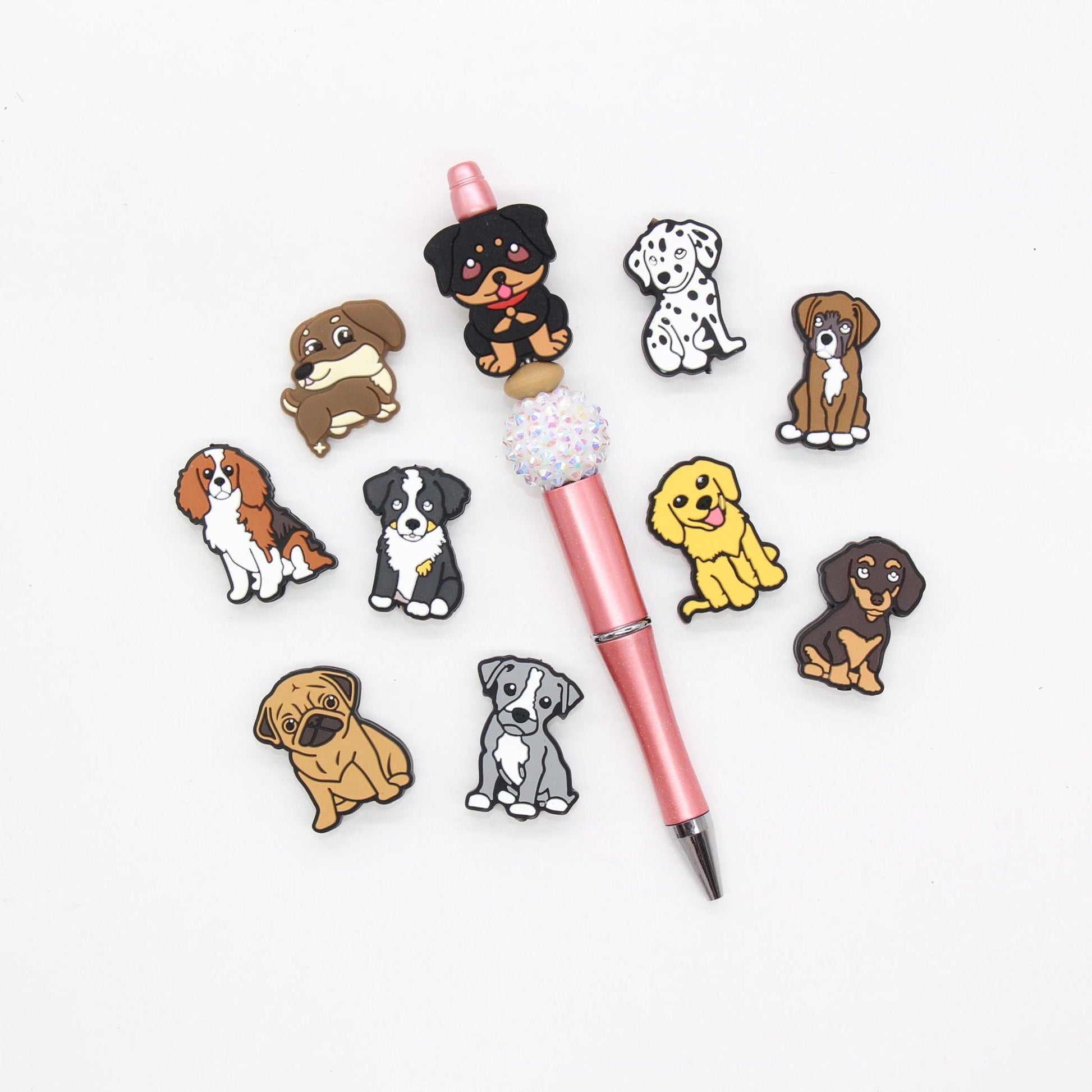 Dog Focal Beads, Animal Silicone Beads, Puppy Focal Beads, Beads for Pens