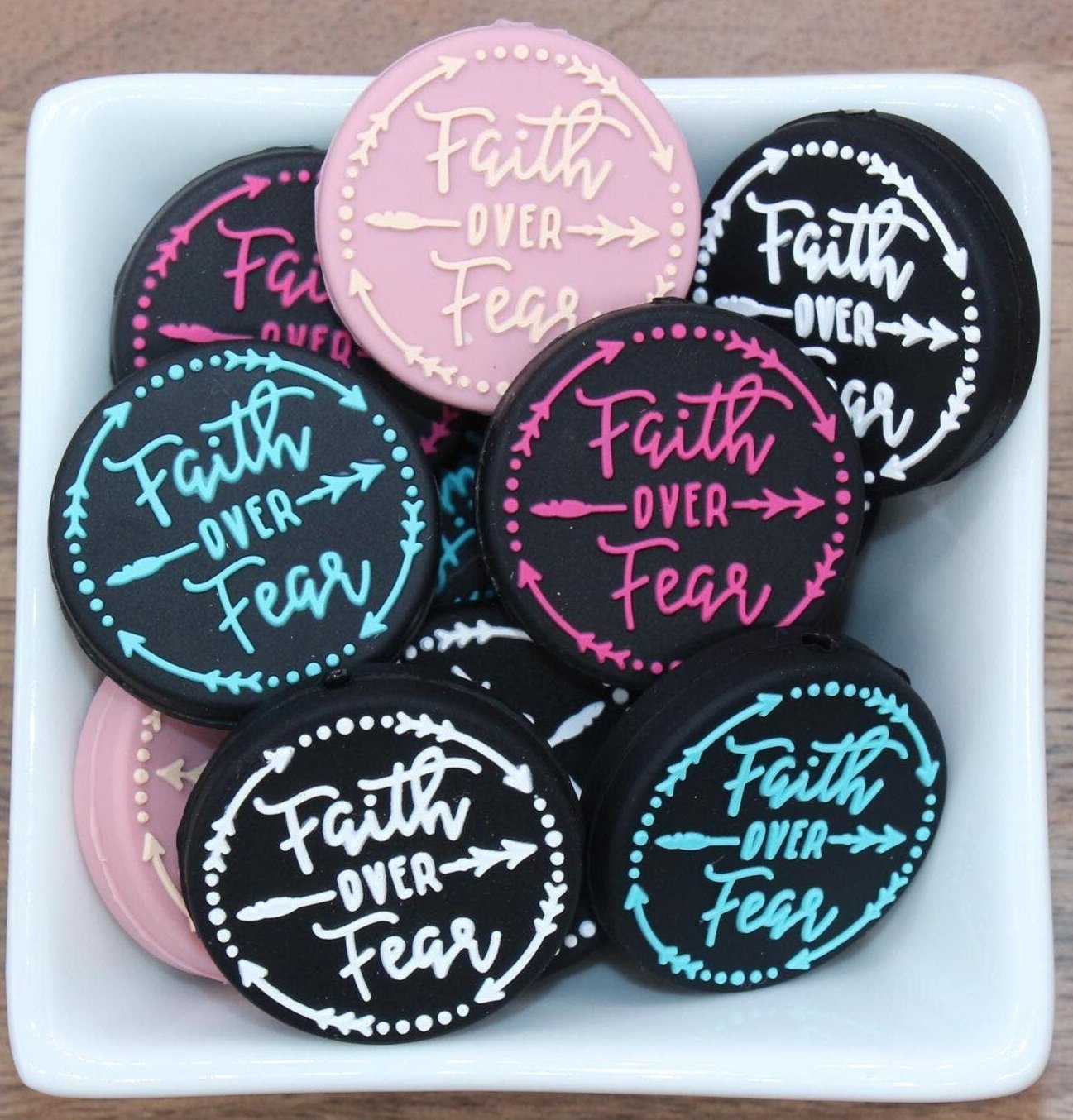 Faith Over Fear Focal Beads, Religious Silicone Beads, Faith Focal Beads, Beads for Pens #642