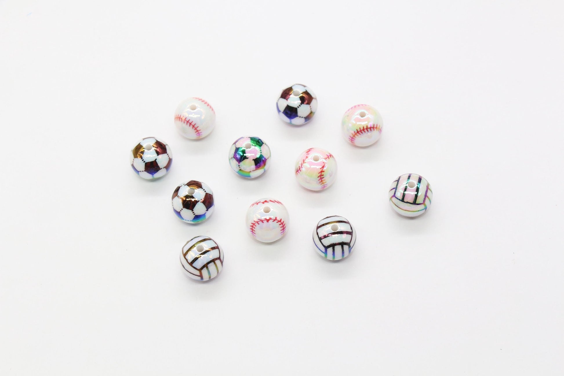 16mm Sport Beads, Baseball Beads, Volleyball Beads, Soccer Beads, Iridescent Gumball Beads, Beads for Pens, Plastic Beads