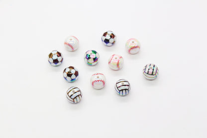 16mm Sport Beads, Baseball Beads, Volleyball Beads, Soccer Beads, Iridescent Gumball Beads, Beads for Pens, Plastic Beads