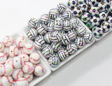 16mm Sport Beads, Baseball Beads, Volleyball Beads, Soccer Beads, Iridescent Gumball Beads, Beads for Pens, Plastic Beads