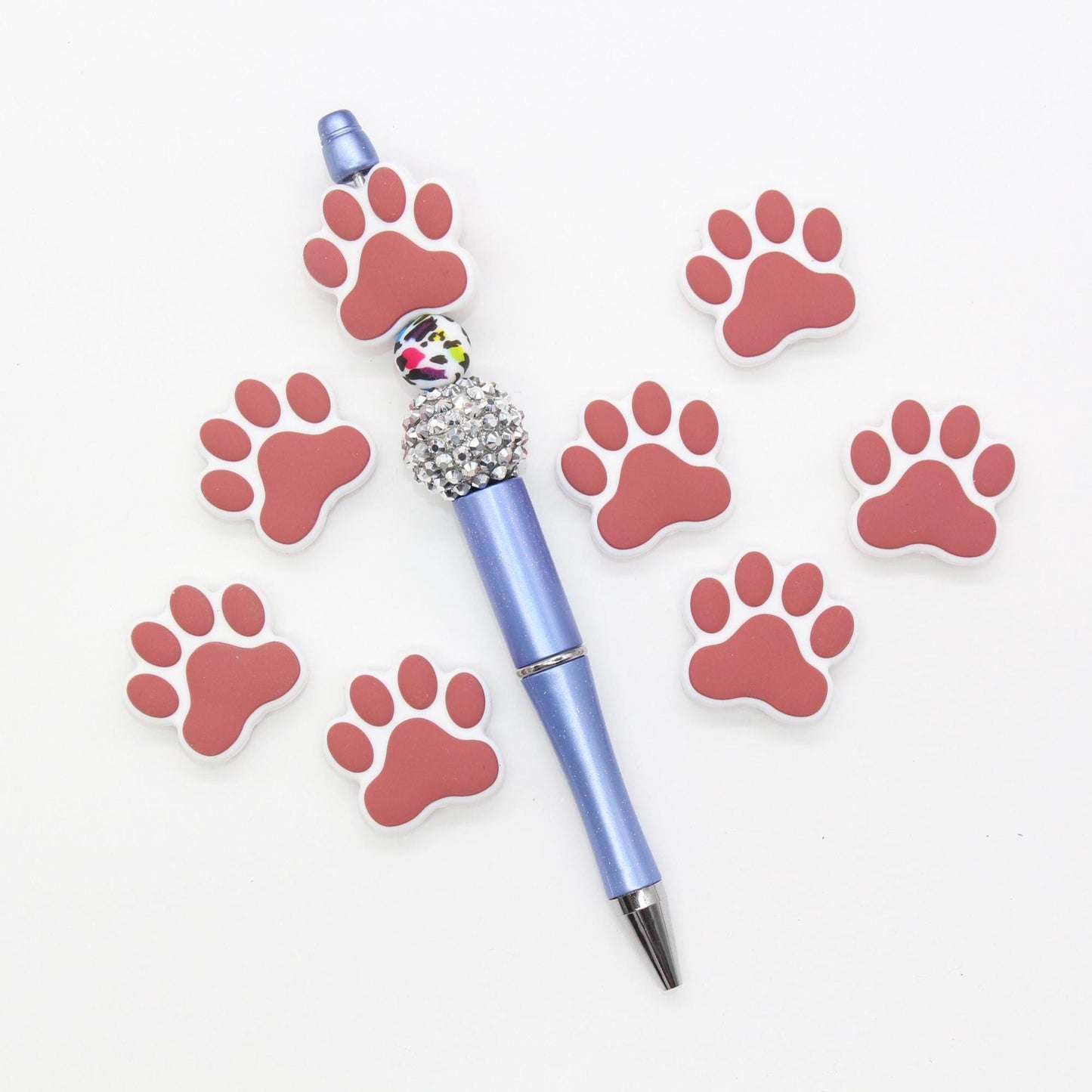 Paw Focal Beads, Dog Paw Beads, Puppy Focal Beads, Silicone Beads, Beads for Pens #656