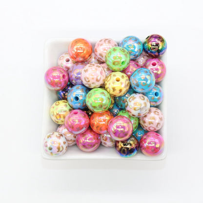 16mm Leopard Beads, Iridescent Bubblegum Beads, Beads for Pens, Plastic Beads, Beads for Bracelets