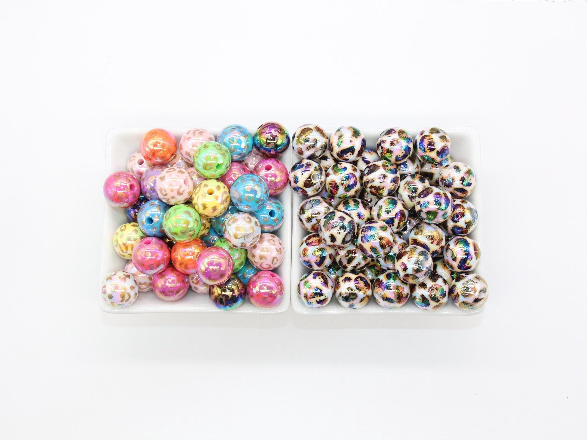 16mm Leopard Beads, Iridescent Bubblegum Beads, Beads for Pens, Plastic Beads, Beads for Bracelets