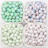 Flowers and Leaves Silicone Beads, Leaves Printed Beads, Silicone Bubblegum Beads, Beads for Pens, Beads for Bracelets