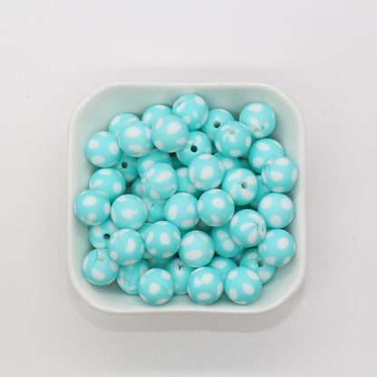 Polka Dot Print Silicone Beads, Dots Silicone Beads, Bubblegum Beads, Beads for Pens, Beads for Bracelets