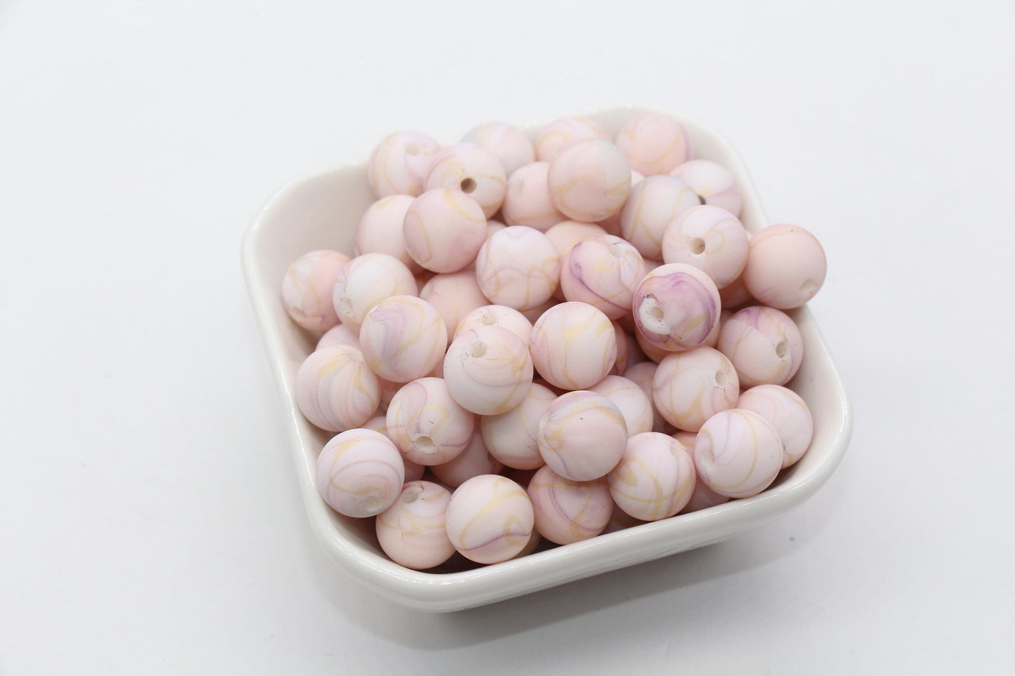 12mm Pink Marble Swirl Beads, Silicone Bubblegum Beads, Beads for Pens, Beads for Bracelets #S53