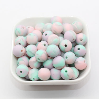 12mm Tie-Dye Silicone Beads, Round Silicone Beads, Bubblegum Beads, Beads for Pens, Beads for Bracelets