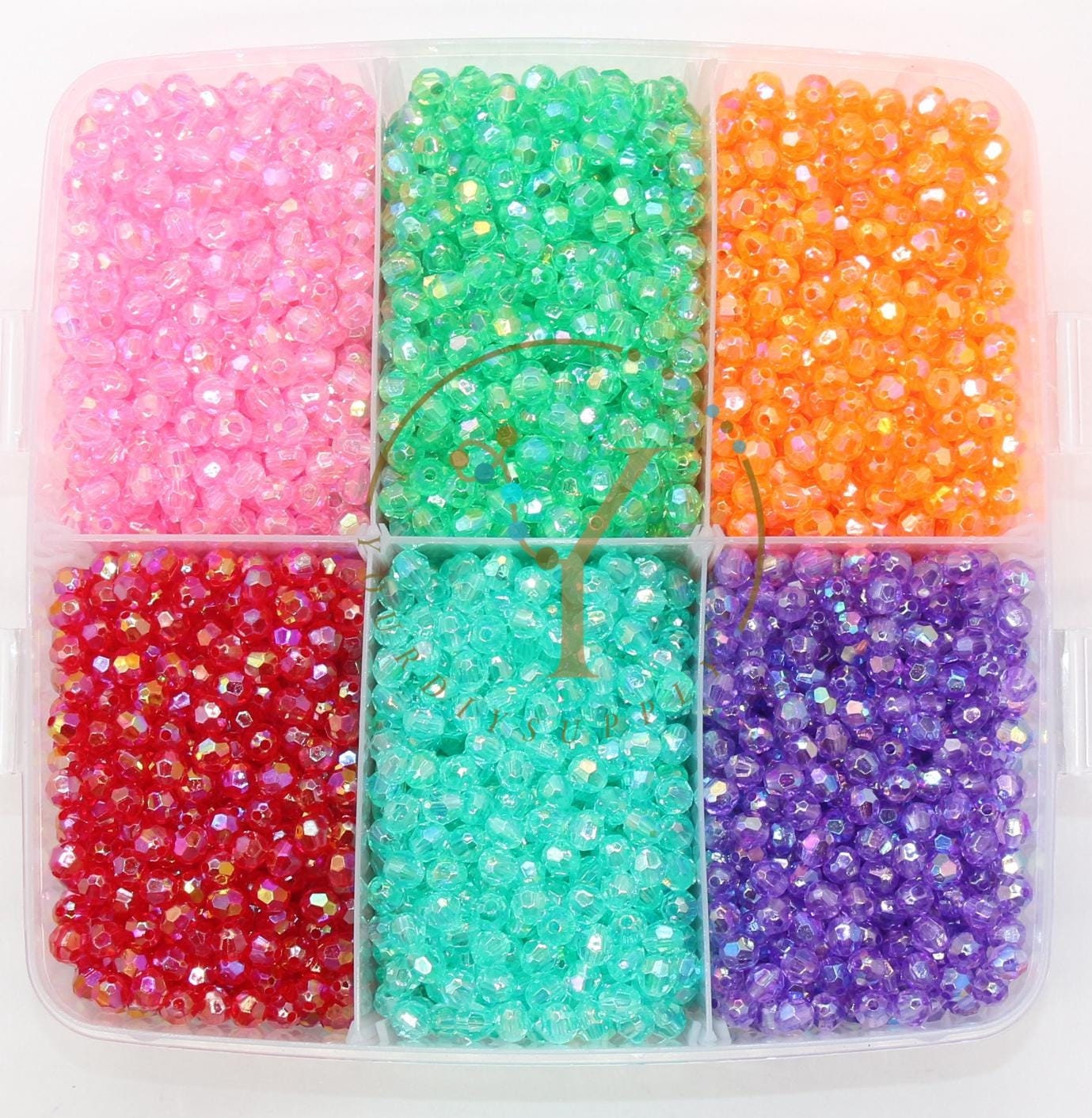 6mm Iridescent Faceted Beads, AB Finish Faceted Beads, Round Gumball Beads, Beads for Bracelets