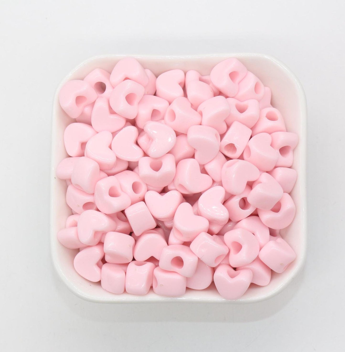 Pastel Heart Beads, Plastic Heart Beads, Heart Beads with Large Holes, Chunky Heart Beads, Beads for Necklaces Bracelets