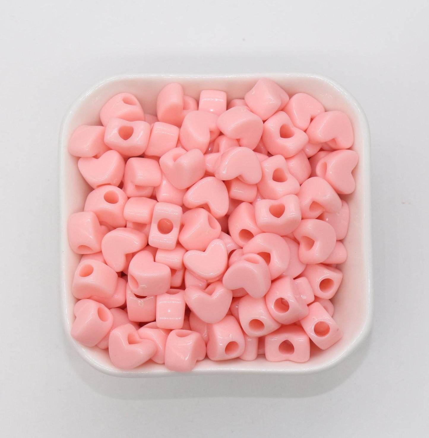 Pastel Heart Beads, Plastic Heart Beads, Heart Beads with Large Holes, Chunky Heart Beads, Beads for Necklaces Bracelets