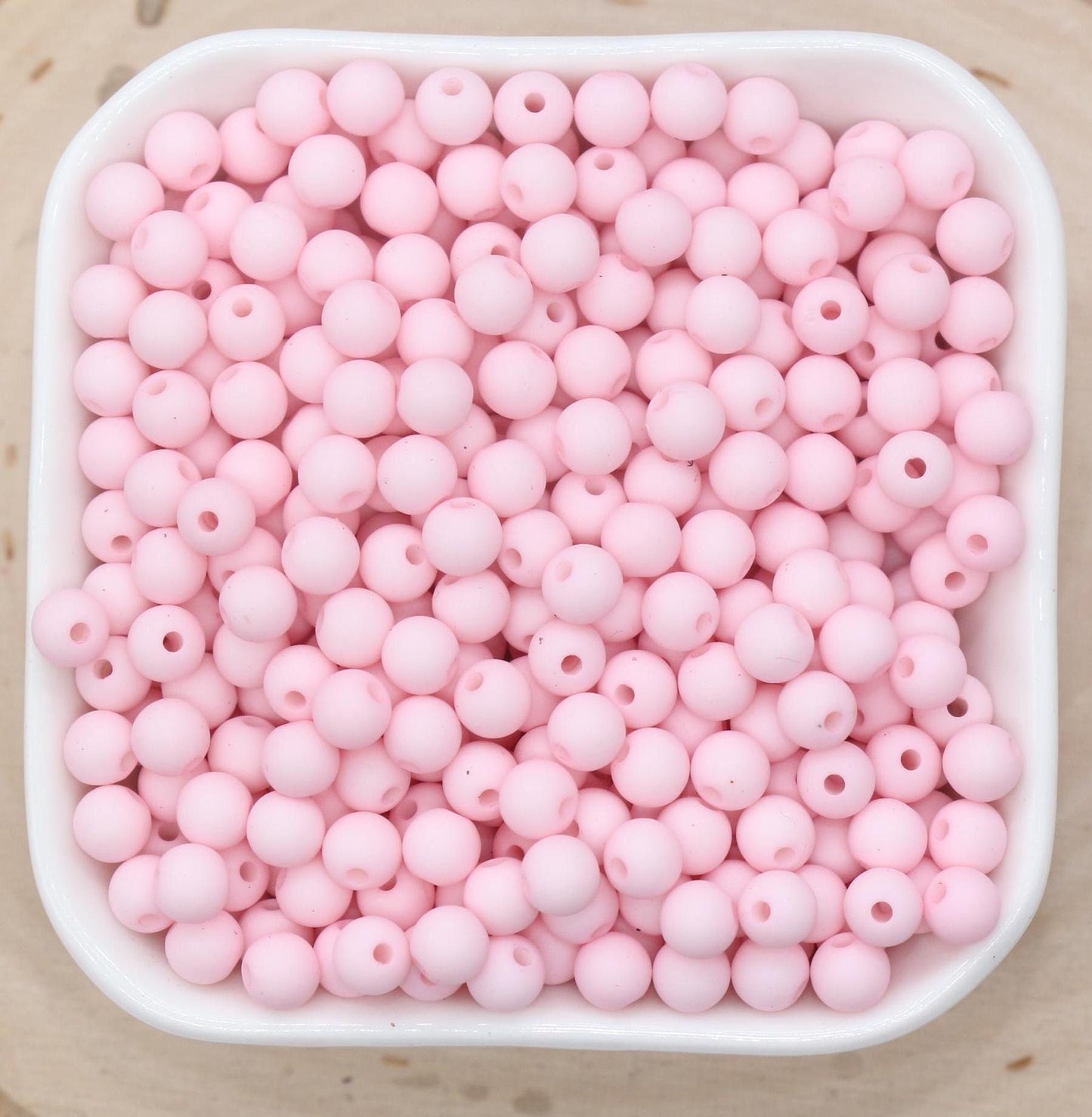 6mm Matte Light Pink Beads, Frosted Pink Beads, Plastic Round Pink Beads, Bubblegum Beads, Beads for Bracelets #490