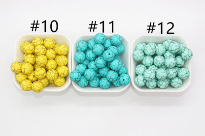 15mm Crackle Printed Beads, Silicone Loose Beads, Printed Round Bubblegum Beads, Beads for Pens