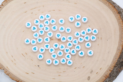 Blue Heart Beads, Plastic Heart Beads, Heart Symbol Beads, Beads for Bracelets, Jewelry Making, Size 7mm #3376