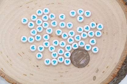Blue Heart Beads, Plastic Heart Beads, Heart Symbol Beads, Beads for Bracelets, Jewelry Making, Size 7mm #3402
