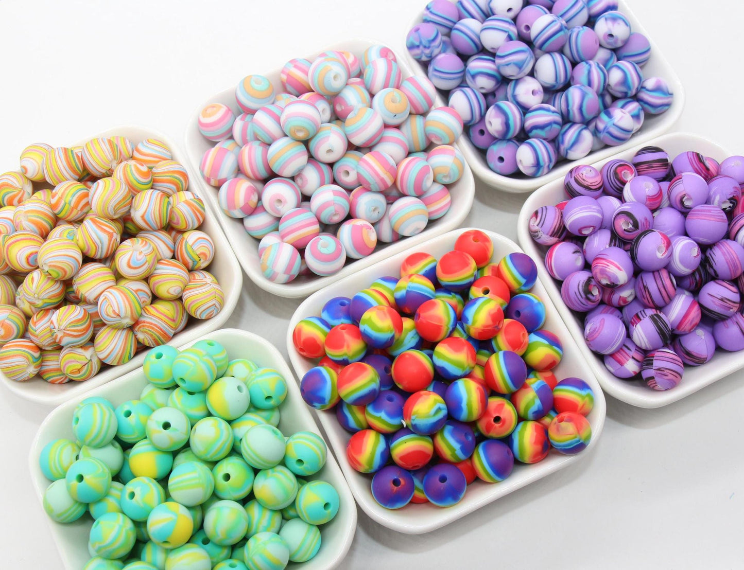 12mm Striped Printed Silicone Beads, Round Silicone Beads, Bubblegum Beads, Beads for Pens, Beads for Bracelets