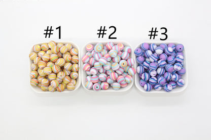 12mm Striped Printed Silicone Beads, Round Silicone Beads, Bubblegum Beads, Beads for Pens, Beads for Bracelets