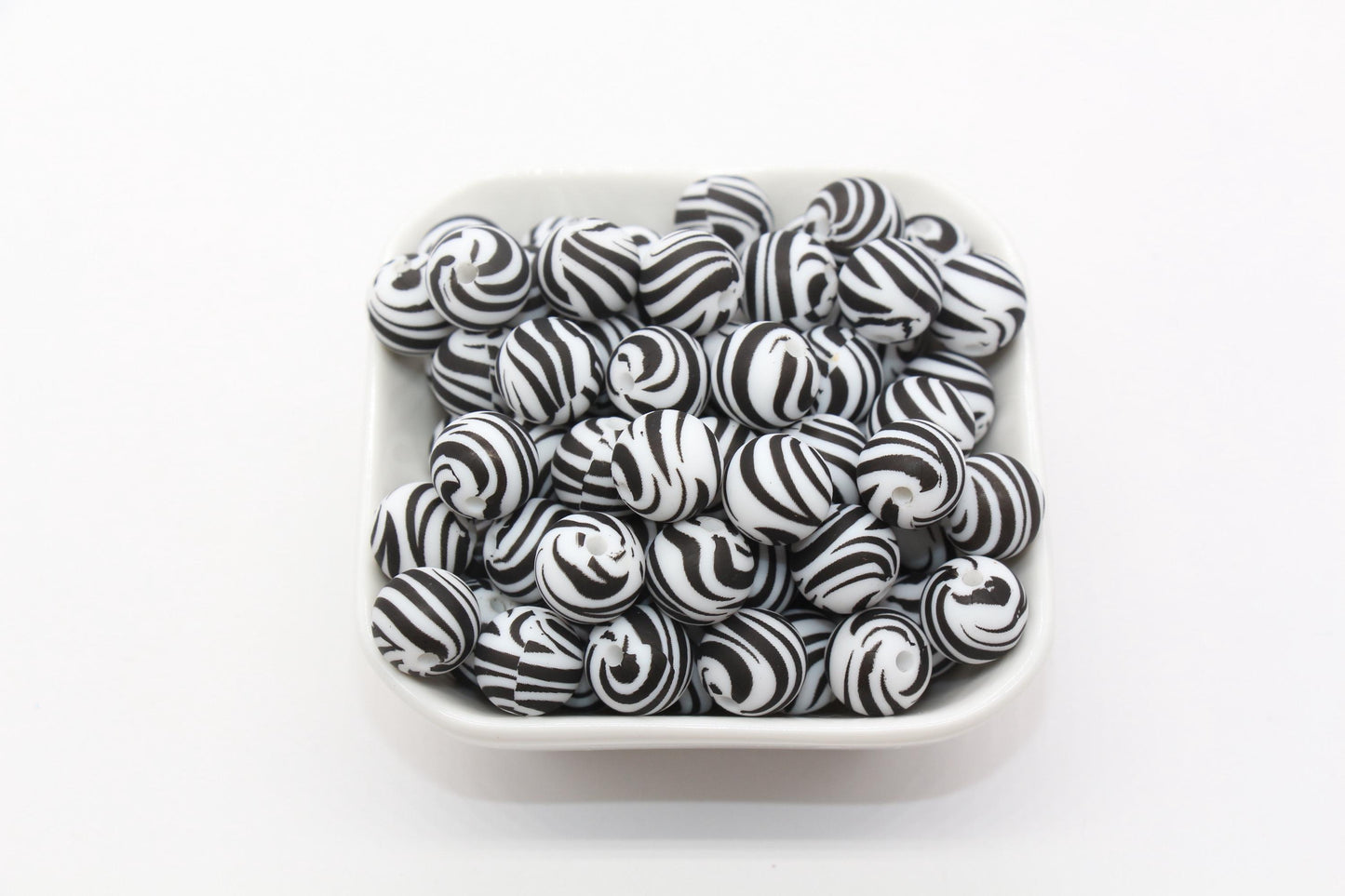 12mm Zebra Printed Silicone Beads, Animal Round Silicone Beads, Bubblegum Beads, Beads for Pens, Beads for Bracelets #S76