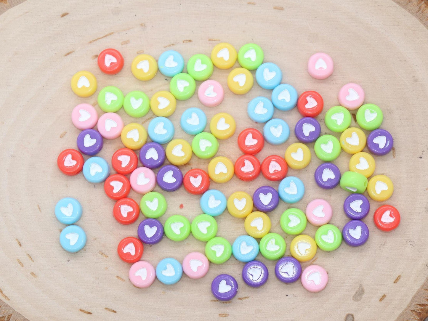 Mix Heart Beads, Plastic Heart Beads, Heart Symbol Beads, Beads for Bracelets, Jewelry Making, Size 7mm #299