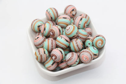 15mm Leopard Swirl Printed Beads, Leopard Silicone Beads, Round Bubblegum Beads, Beads for Pens, Beads for Bracelets #S91