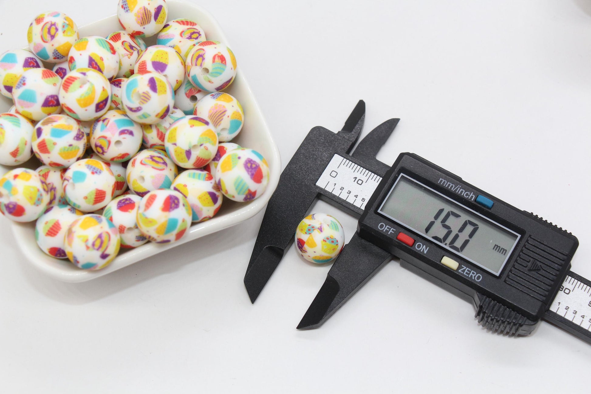 15mm Sweet Treats Printed Beads, Cupcake Printed Silicone Beads, Round Bubblegum Beads, Beads for Pens, Beads for Bracelets #S96