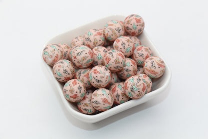 15mm Cactus Printed Beads, Silicone Beads, Round Bubblegum Beads, Beads for Pens #S100