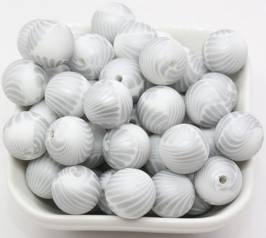 15mm Seashell Printed Beads, Shell Silicone Beads, Round Bubblegum Beads, Beads for Pens #S124