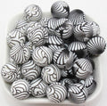 15mm black swirl print silicone beads for pens and keychains
