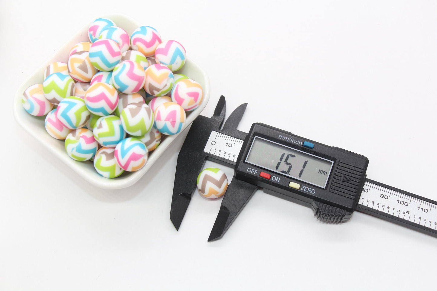 15mm Wave Printed Beads, Mix Color Wave Printed Silicone Beads, Round Bubblegum Beads, Beads for Pens #S144