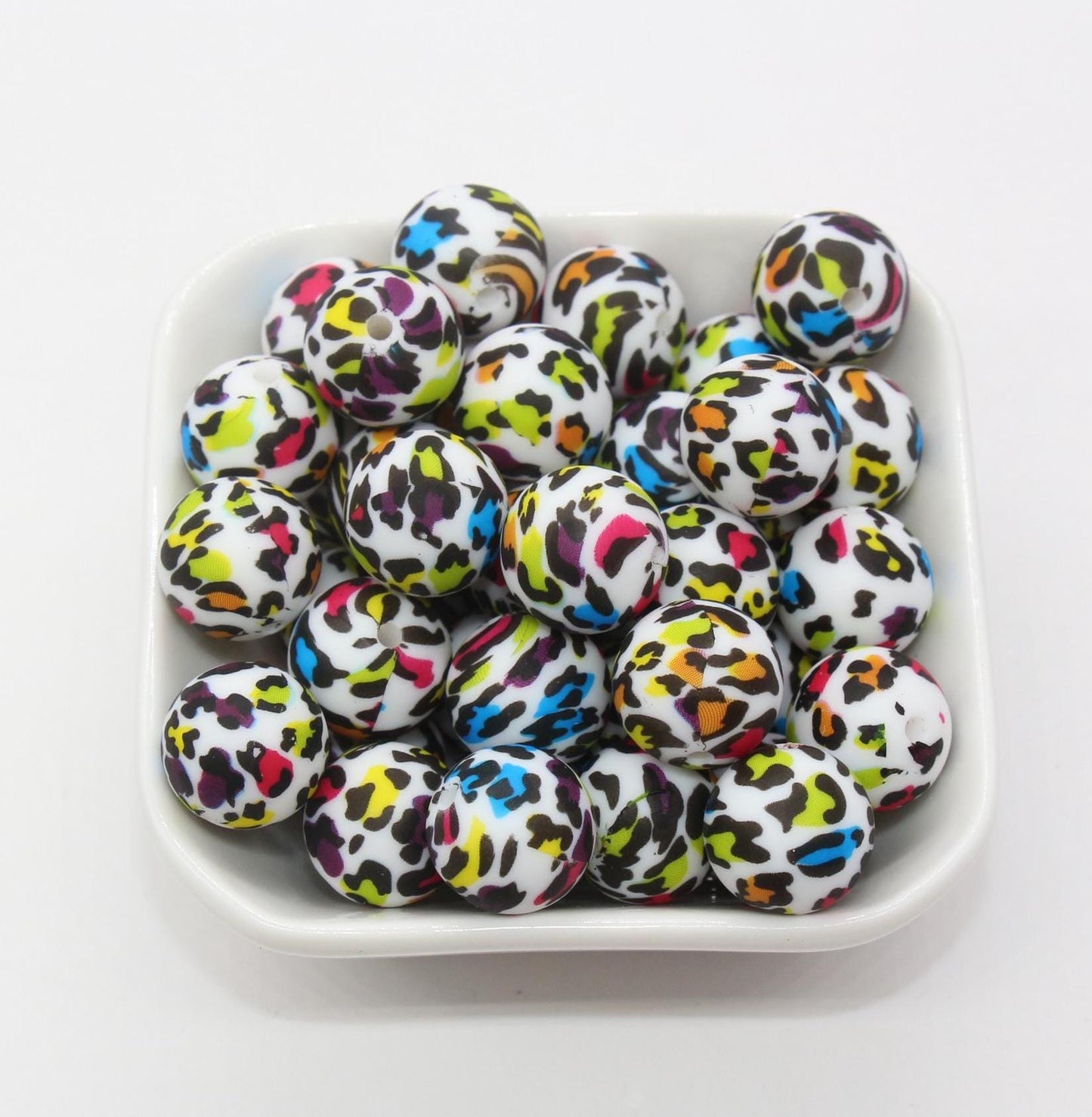 15mm Leopard Printed Beads, Animal Print Silicone Beads, Round Bubblegum Beads, Beads for Pens, Beads for Bracelets