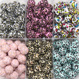 15mm leopard animal print silicone beads for pens and keychains