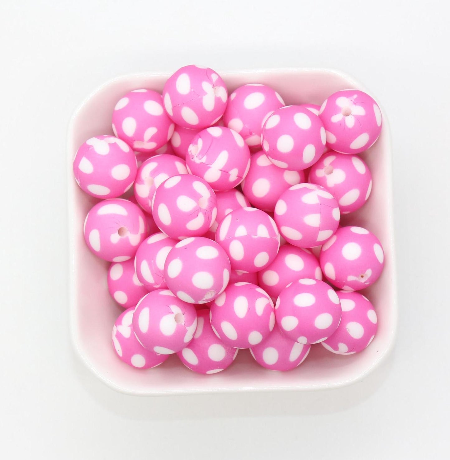 15mm Polka Dots Printed Beads, Dots Print Silicone Beads, Round Bubblegum Beads, Beads for Pens, Beads for Bracelets