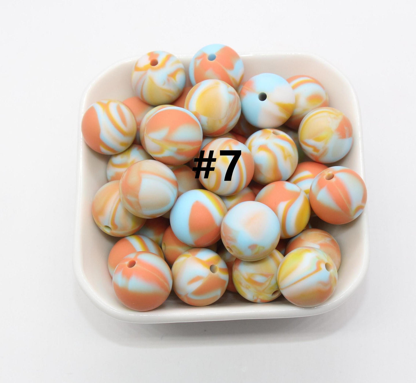 15mm Stripe Printed Beads, Blending Stripes Print Silicone Beads, Round Bubblegum Beads, Beads for Pens, Beads for Bracelets