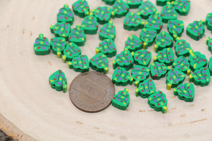 Green Christmas Tree Clay Beads, Holiday Themed Clay Beads, Xmas Tree Polymer Clay Beads, Clay Jewelry Beads, Beads for Bracelet #658