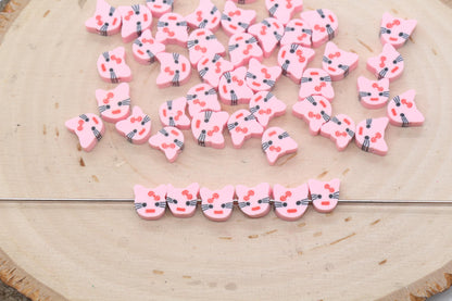 Cat Beads, Kitty Cat Clay Beads, Round Clay Beads, Jewelry Beads, Beads for Bracelet