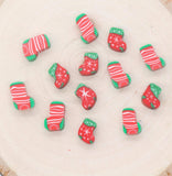 Christmas Stocking Beads, Christmas Socks Beads, Polymer Clay Beads, Holiday Themed Beads, Beads for Bracelets, Xmas Beads