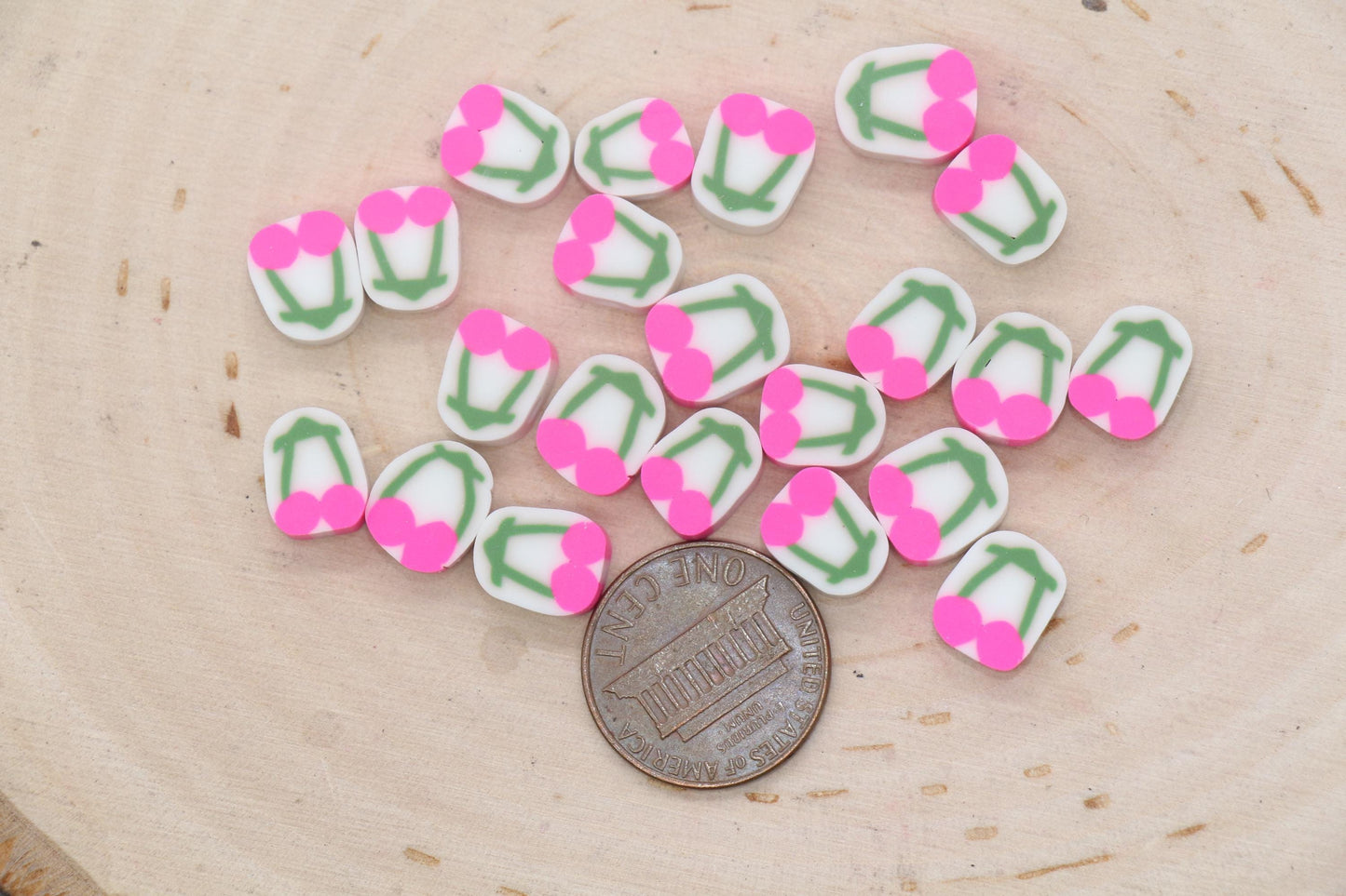 Pink Cherry Beads, Fruit Beads, Cherry Clay Beads, Whole Cherry Beads, Jewelry Beads, Beads for Bracelet #669