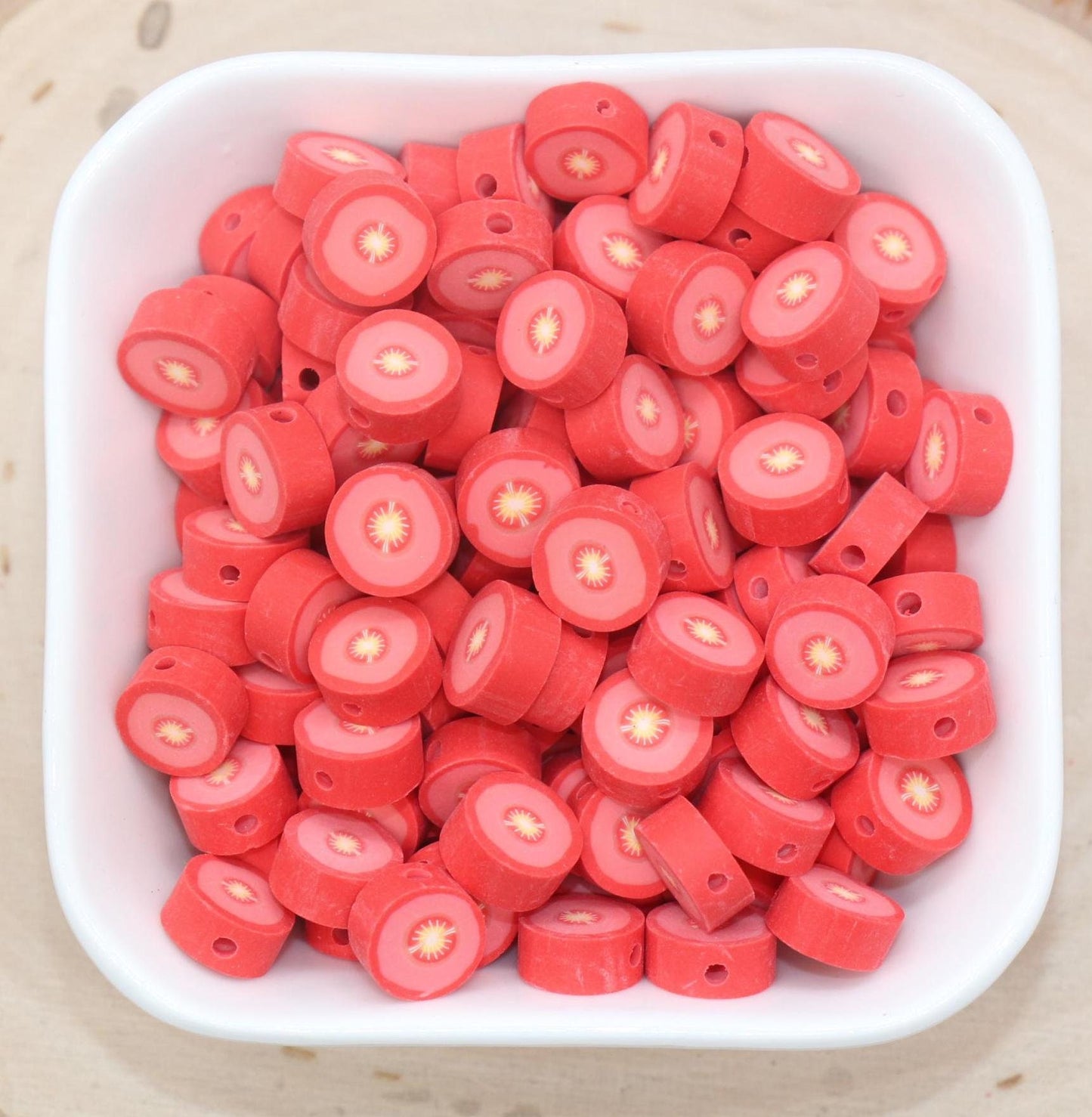 Tomato Beads, Vegetable Beads, Sliced Tomato Beads, Jewelry Beads, Beads for Bracelet #670