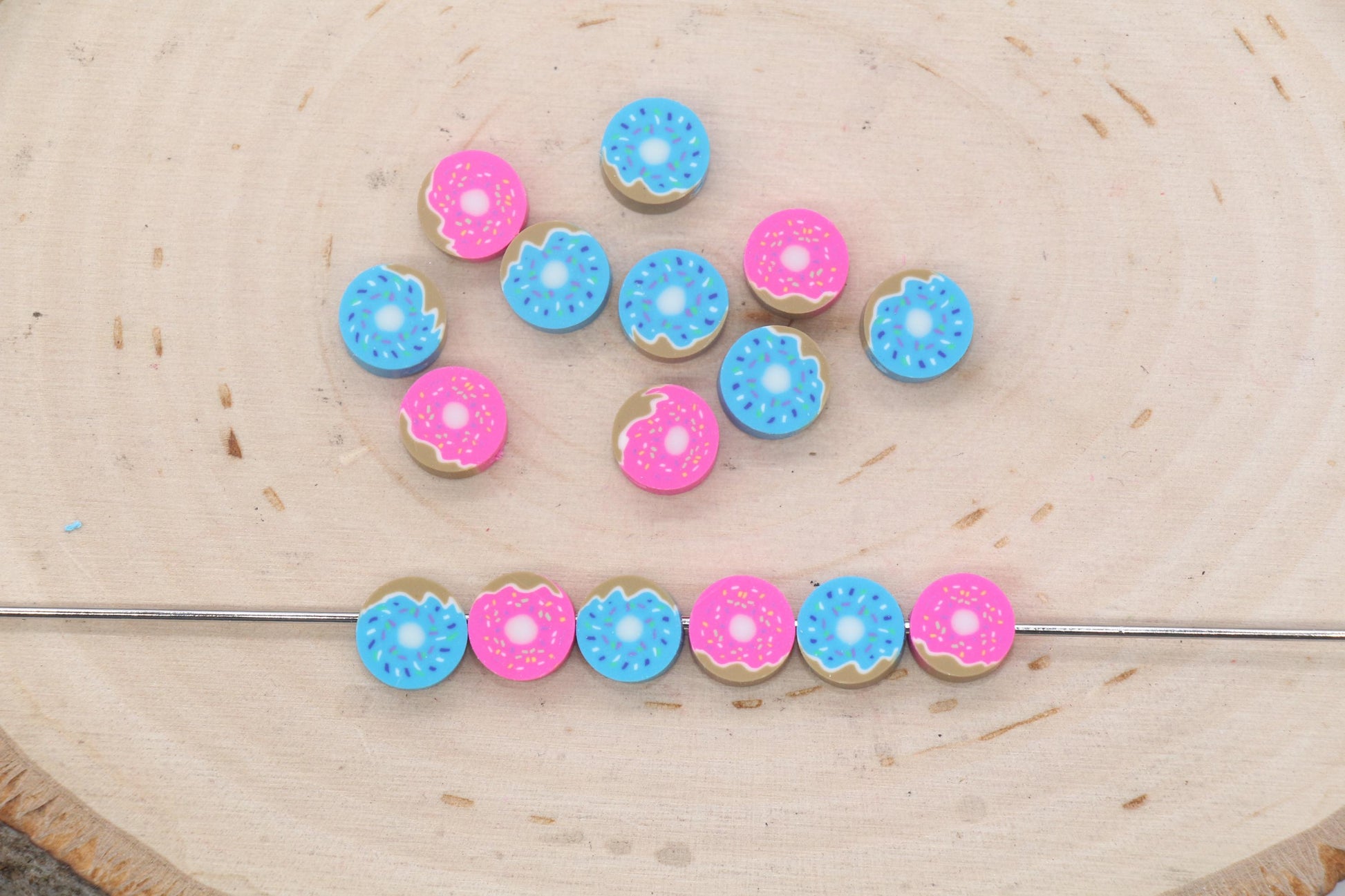 Donut Clay Beads, Doughnut Beads, Sweet Food Beads, Sprinkle Donut Beads, Polymer Clay Beads, Jewelry Beads, Beads for Bracelet