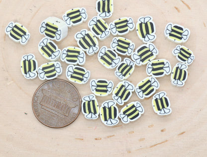 Bee Polymer Clay Beads, Yellow Bee Clay Beads, Insect Themed Clay Beads, Jewelry Beads, Bracelet Beads #680