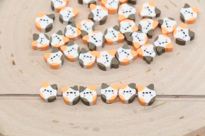 Cat Beads, Animal Clay Beads, Polymer Clay Beads, Jewelry Beads, Bead for Bracelet #686