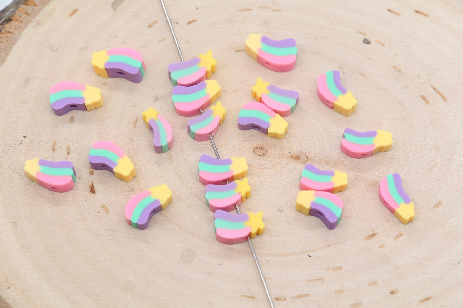 Shooting Star Beads, Polymer Clay Beads, Jewelry Beads, Bead for Bracelet #690