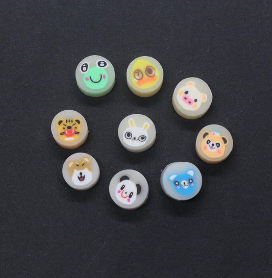 Animal Polymer Clay Beads, Frog, Panda, Duck, Bunny, Tiger, Dog, Pig Beads, Jewelry Beads