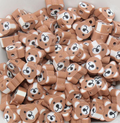 Bear Beads, Animal Beads, Teddy Bear Beads, Dog Beads, Polymer Clay Beads, Beads for Bracelets, Jewelry Beads